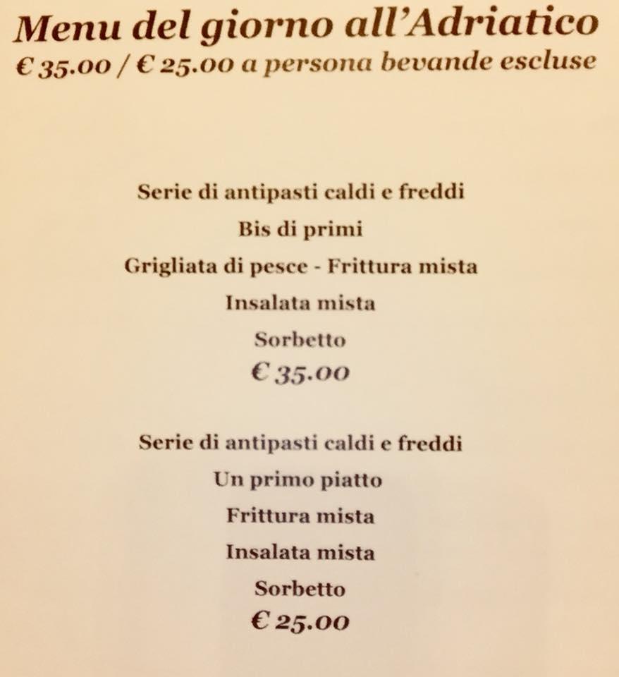 Menu di Ristorante L’Adriatico 