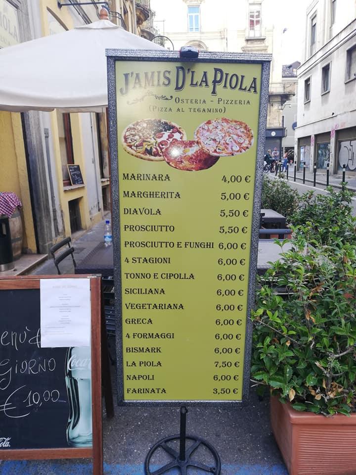 Menu di J'amis d'la Piola 