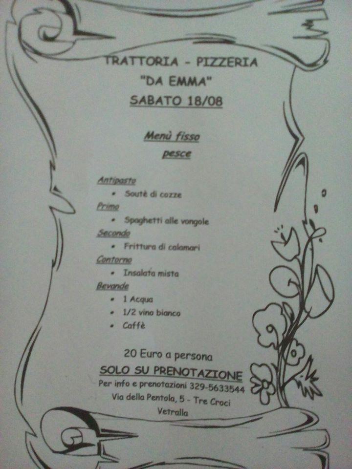 Menu di Ristorante Pizzeria "Da Emma" Vetralla 