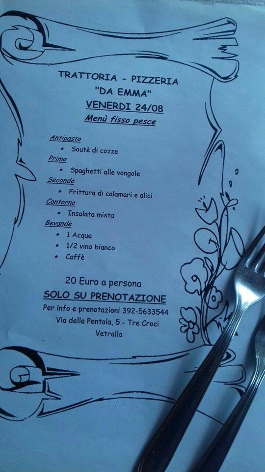Menu di Ristorante Pizzeria "Da Emma" Vetralla 