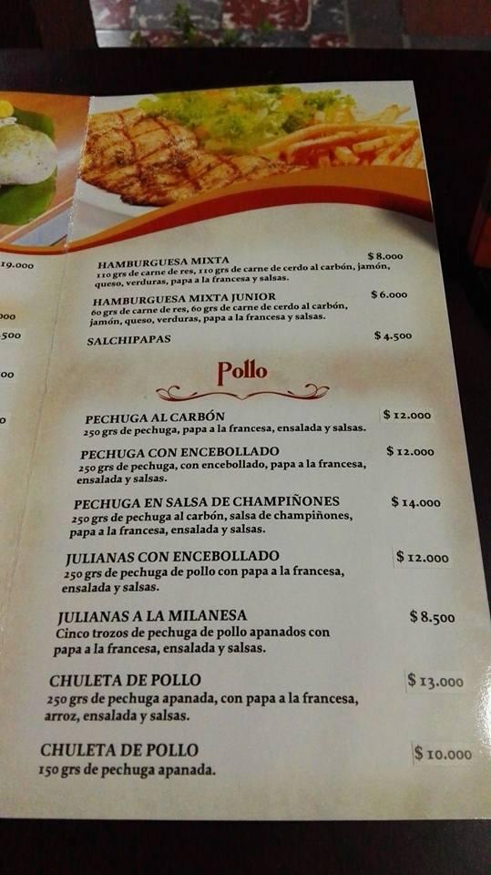 Carta de El Rancho Parrilladas Pasto