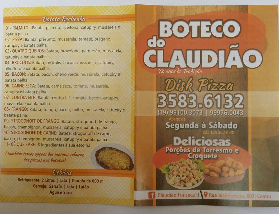 Boteco Claudião cardápio