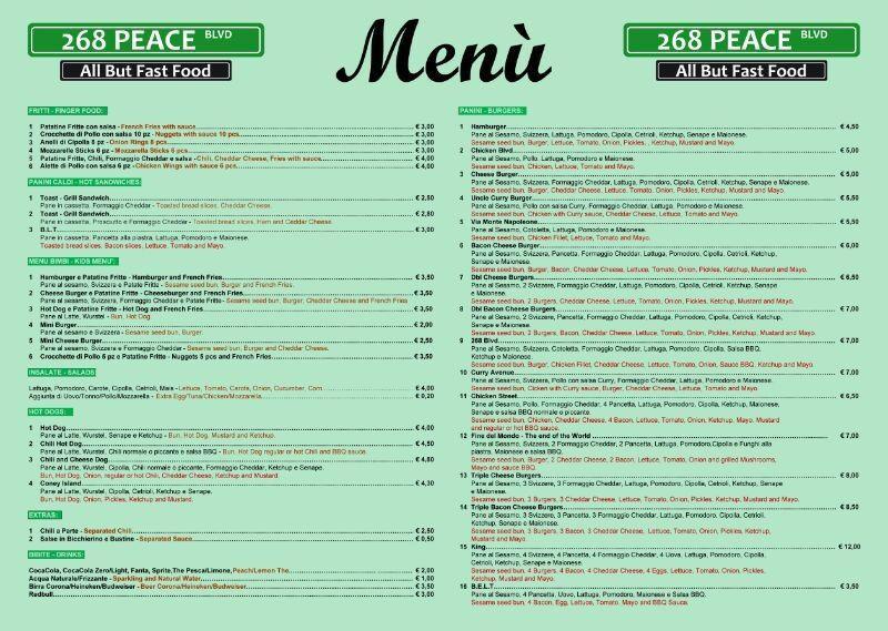 Menu di 268 Peace Blvd Creazzo 