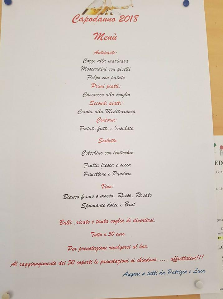 Menu di Bar Ristorante Bocciofila Dianese 