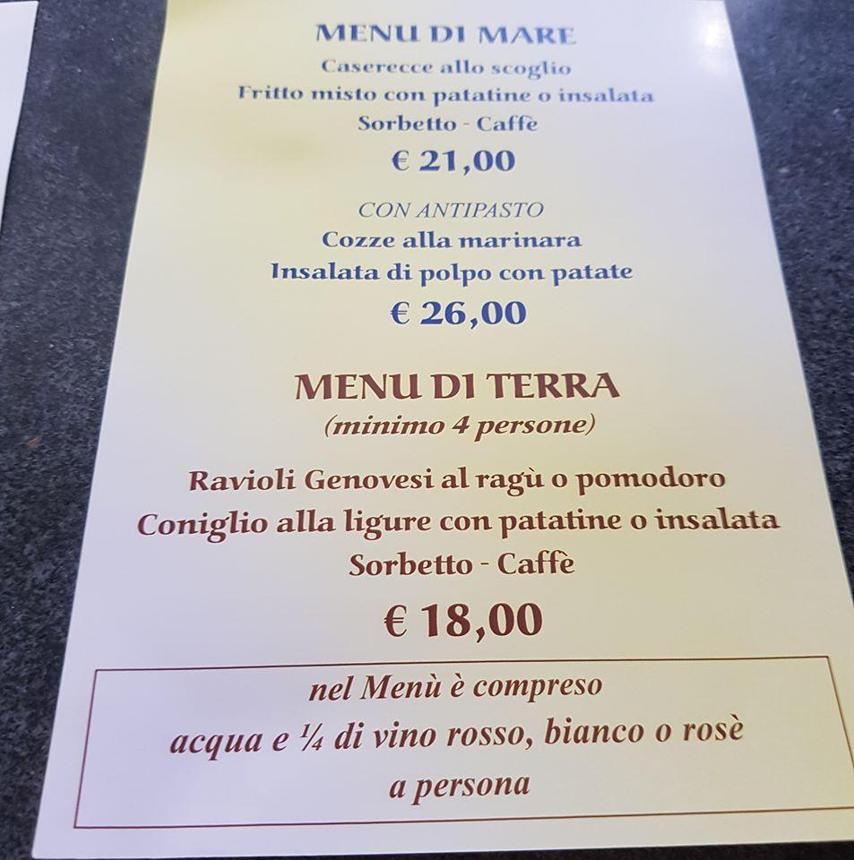 Menu di Bar Ristorante Bocciofila Dianese 