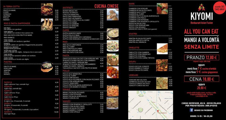 Menu di Ristorante Kiyomi Milan 