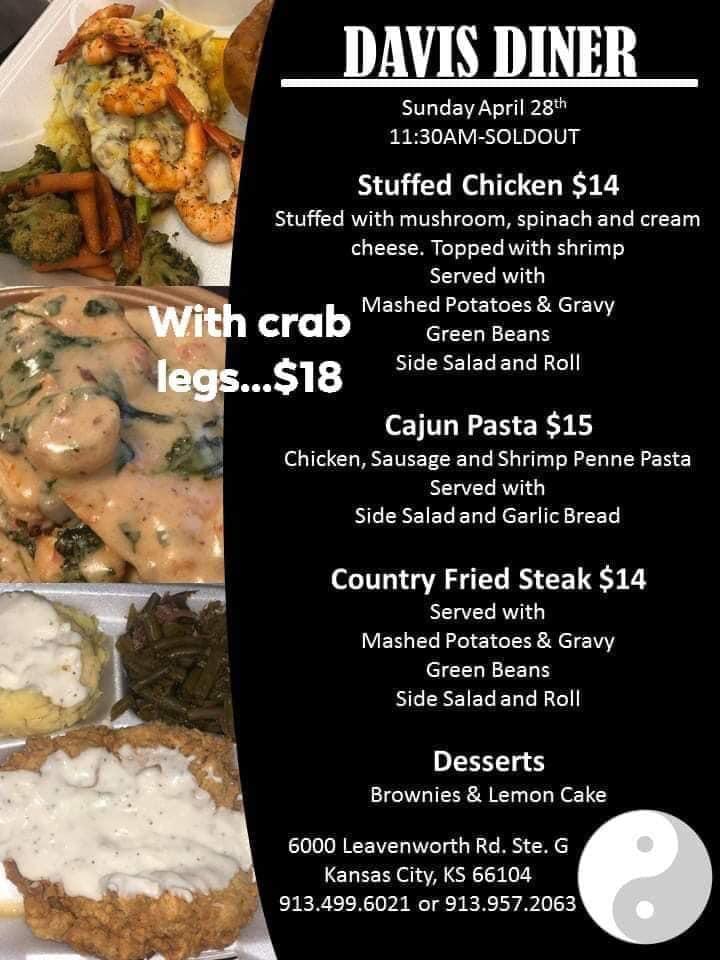 Menu at Davis Diner, Kansas City