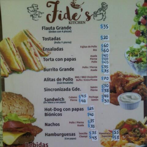 Fide's Kitchen menu