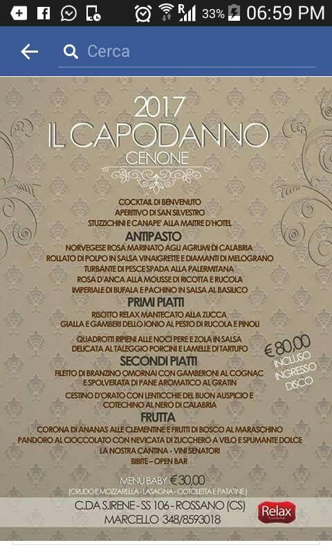Menu di Relax Country Pub Ristorantepizzeria Rossano 