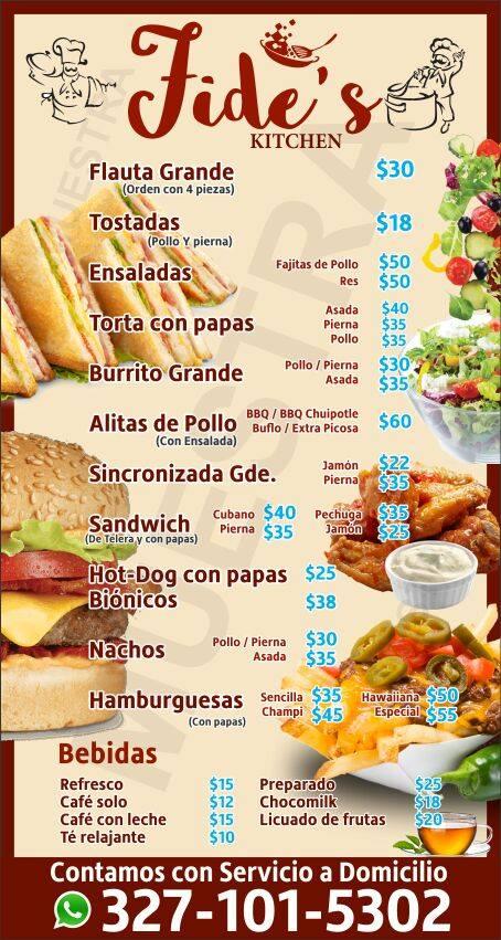 Fide's Kitchen menu