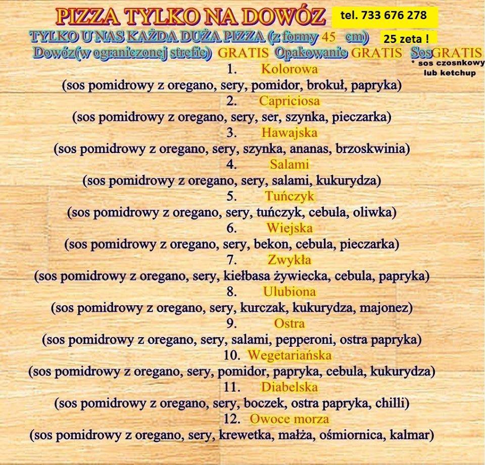 Speed Pizza Rzeszów menu