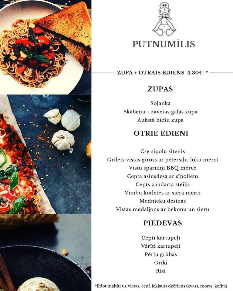 Putnumīlis Speisekarte