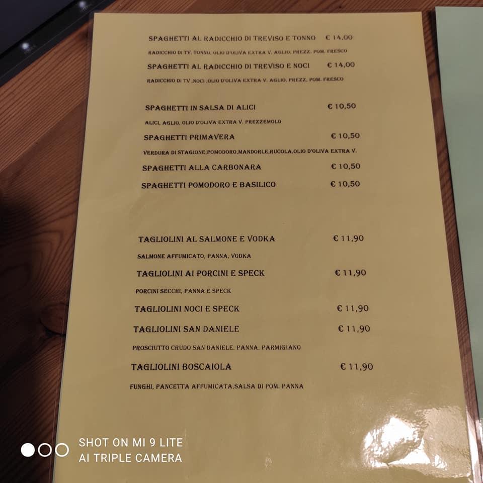 Menu di Spaghetteria Salgarda 