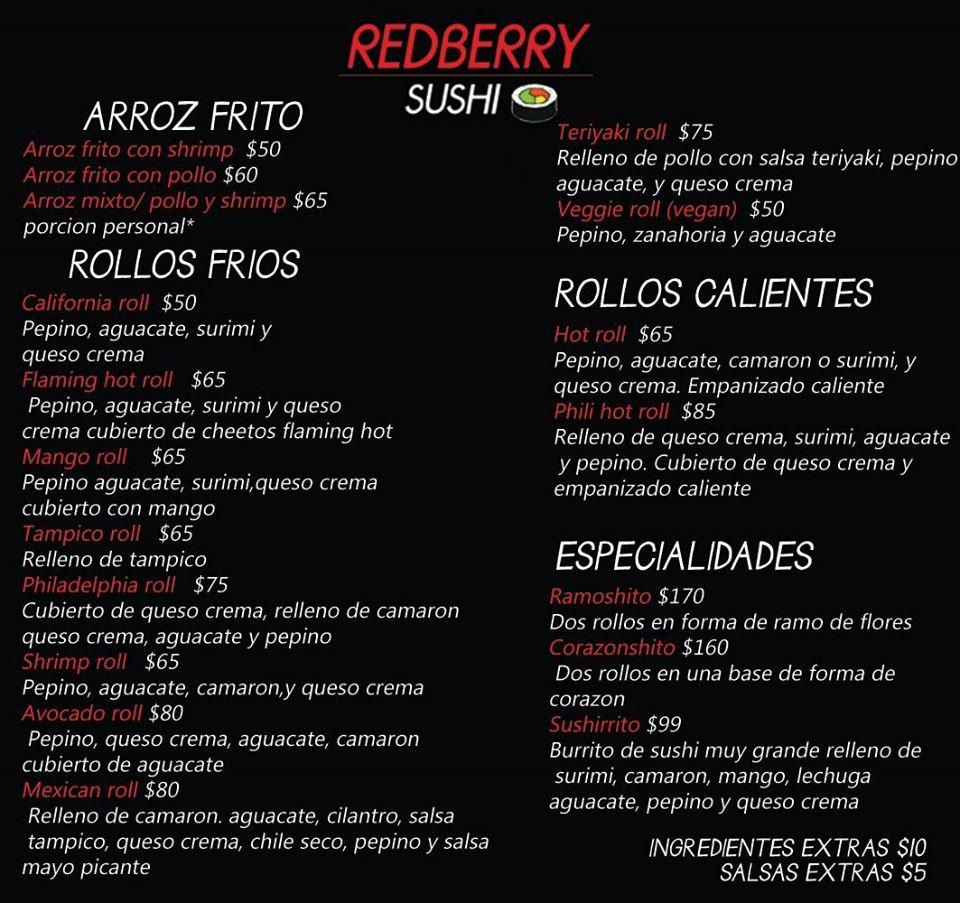 RedBerry Sushi menu