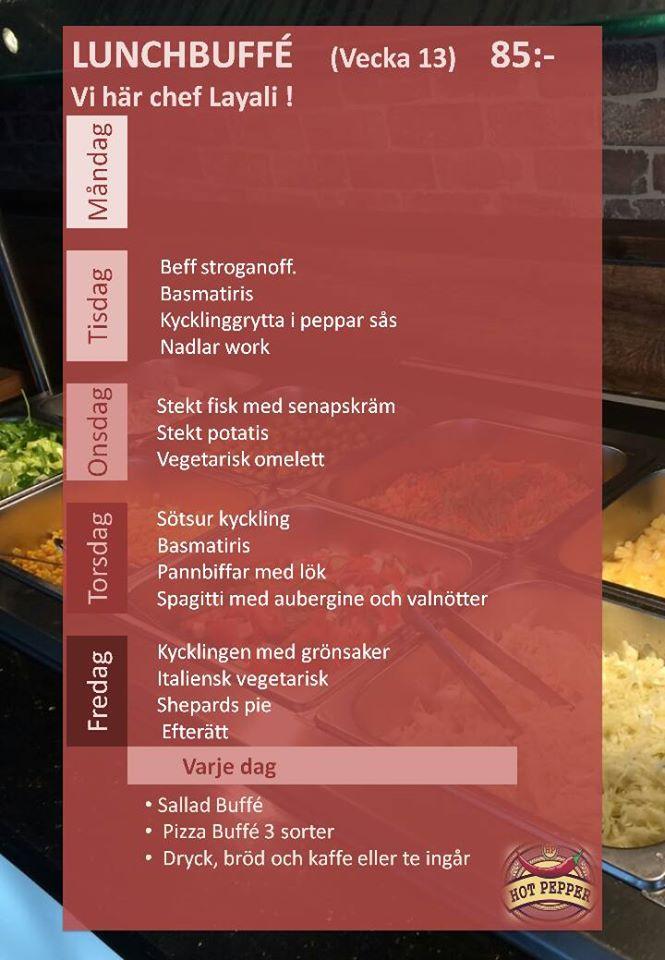 Hot Pepper menu