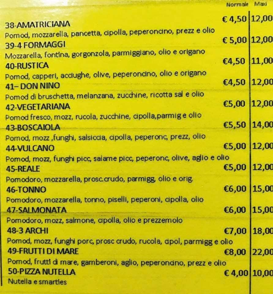 Menu di Pizzeria 3 Archi 