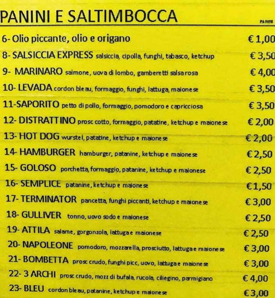 Menu di Pizzeria 3 Archi 