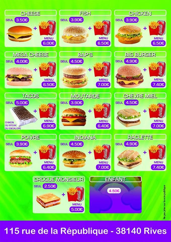 Carta de Scoot Burger's Rives - New