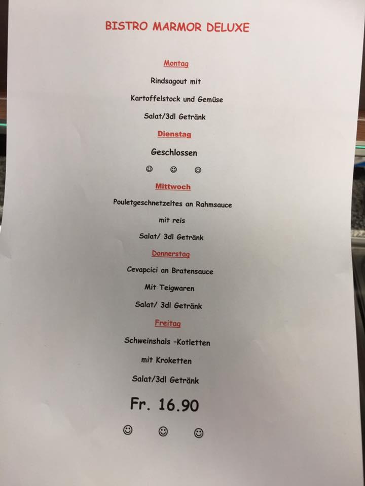 Menu di Bistro Marmor Deluxe Oensingen 