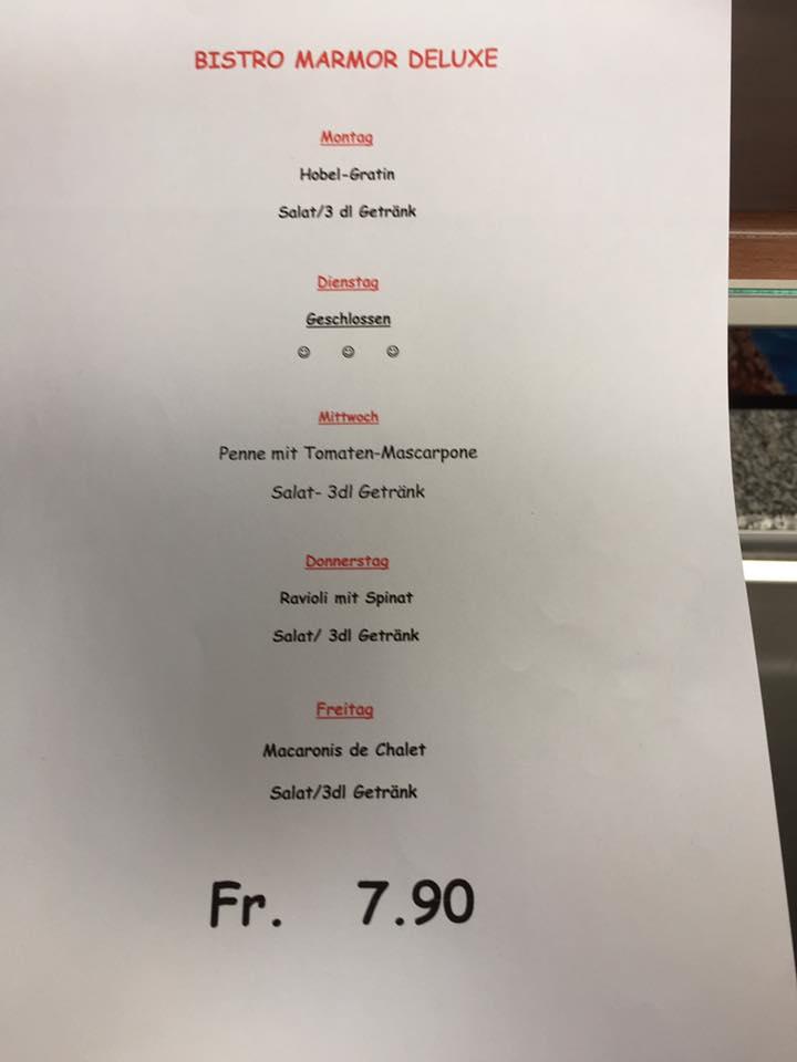 Menu di Bistro Marmor Deluxe Oensingen 