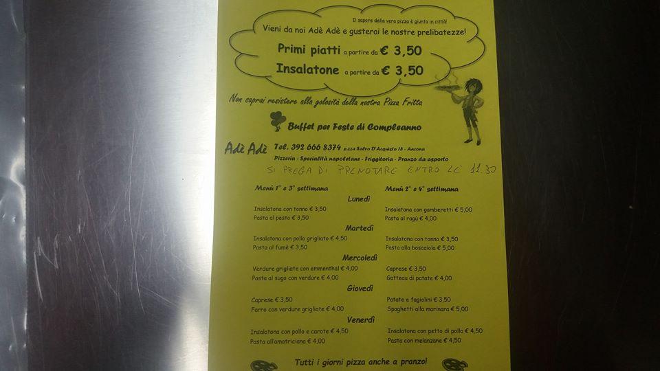 Adė Adė Speisekarte