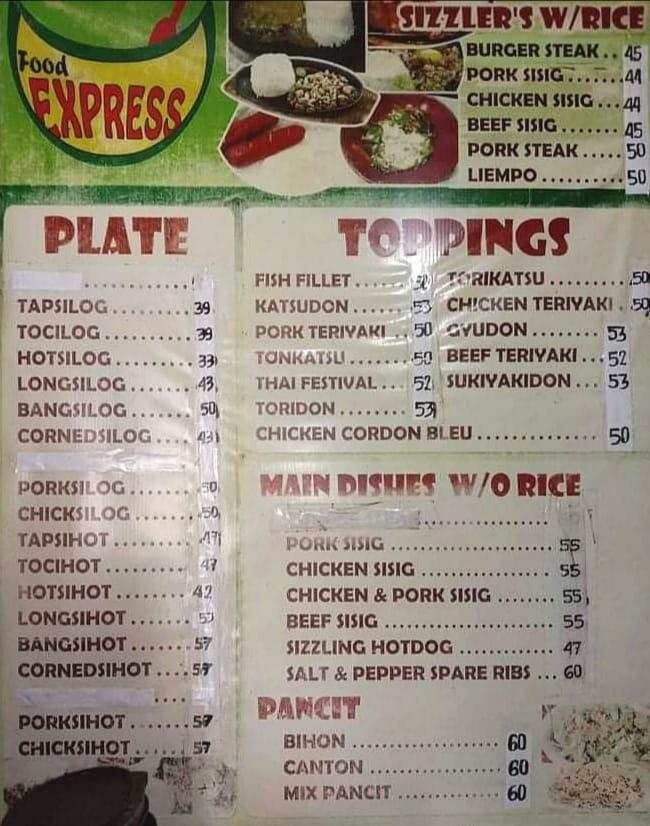 Food Express menu
