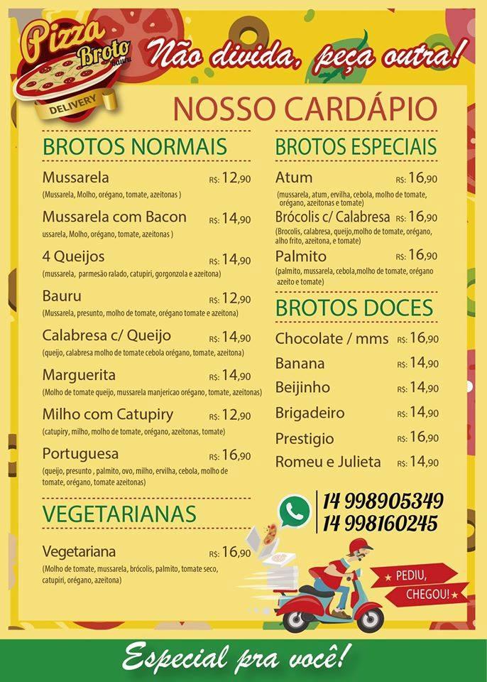 Pizza Broto Bauru cardápio