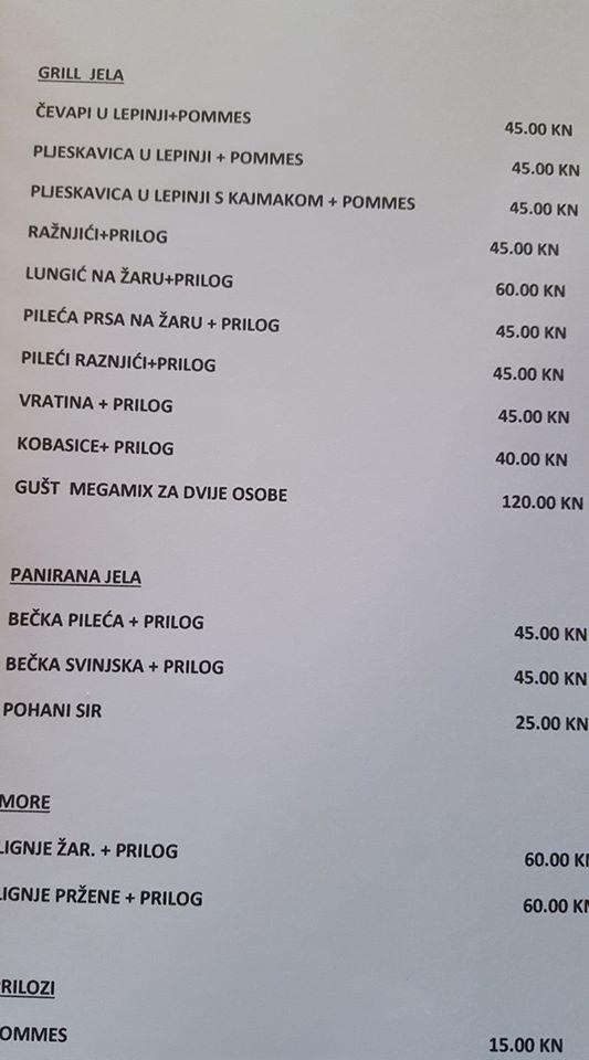 Menu di Bistro&Pizzeria Gušt 