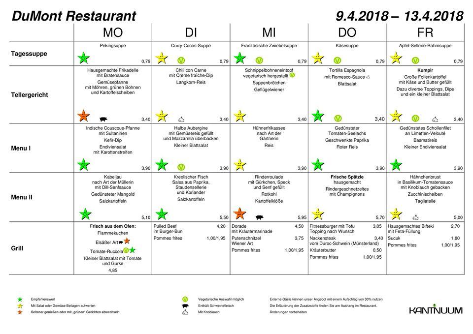 Kantinuum menu