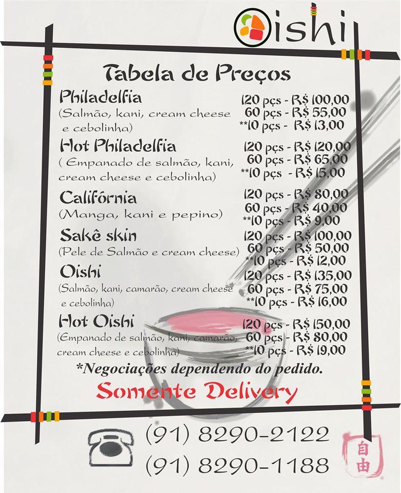 Oishi cardápio