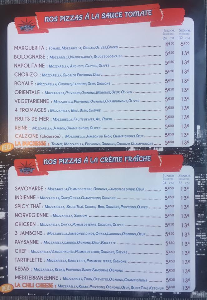 Pizza'lal menu