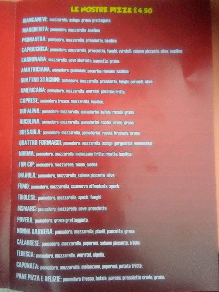 Menu di Pane Pizza e Delizie 
