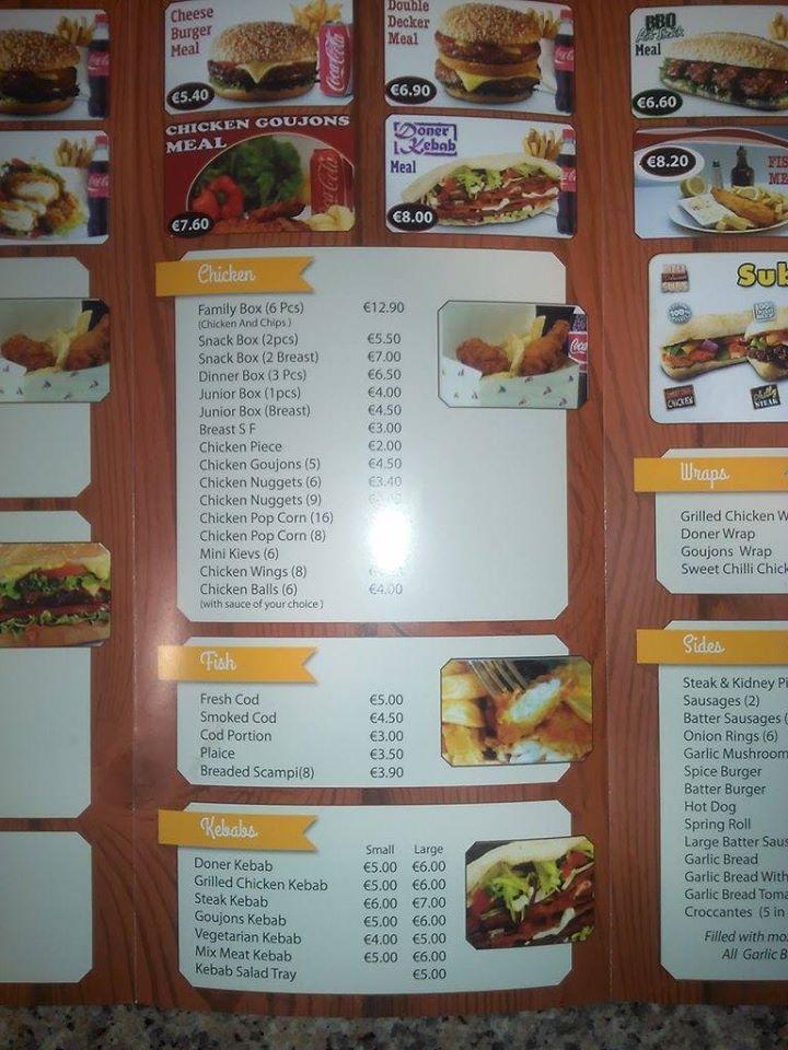 Carta de Cafolla's Takeaway & Pizzeria