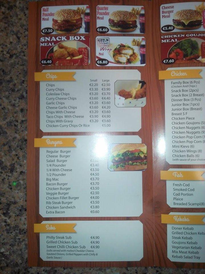 Carta de Cafolla's Takeaway & Pizzeria