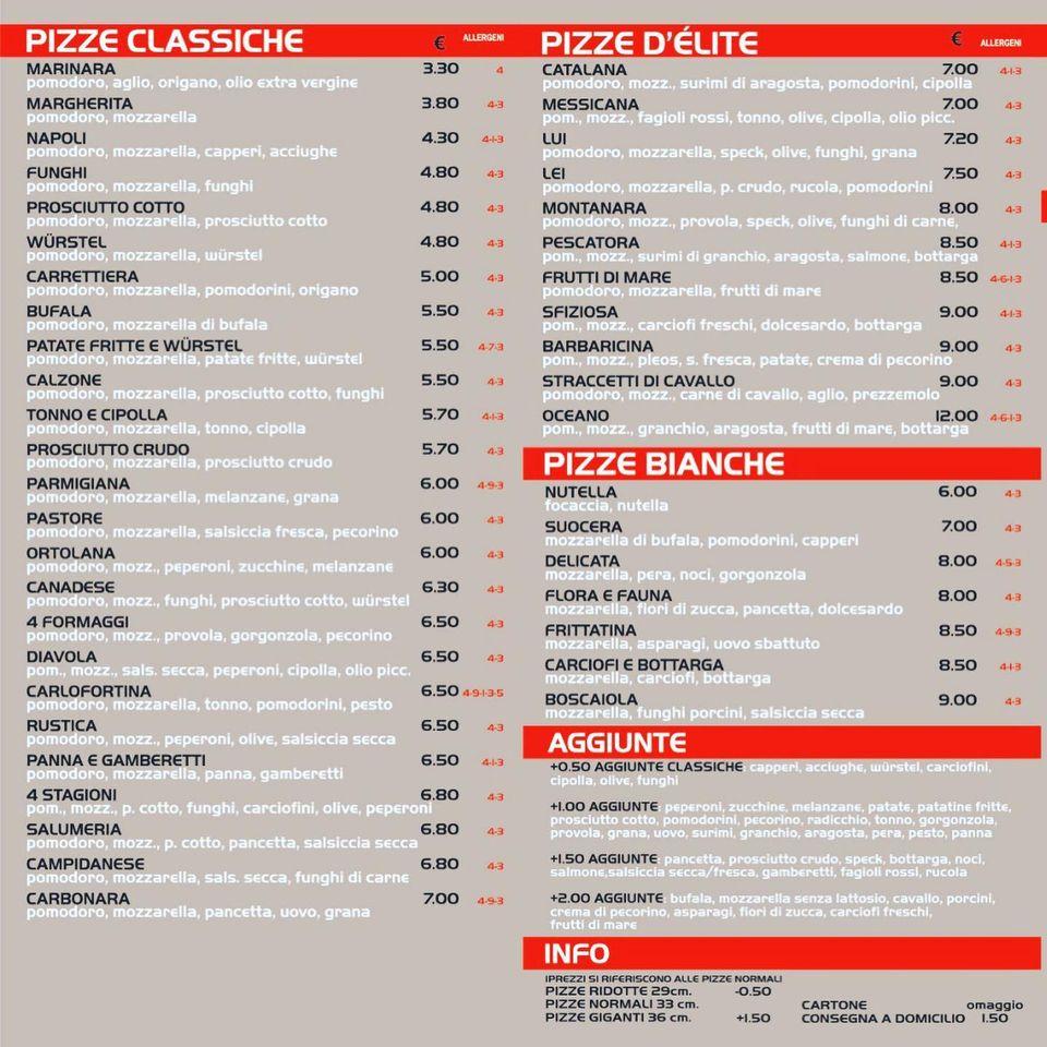 Menu di D’é Pizza&Grill Cagliari 