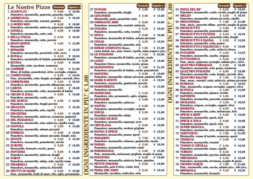 Menu di Le Stagioni 