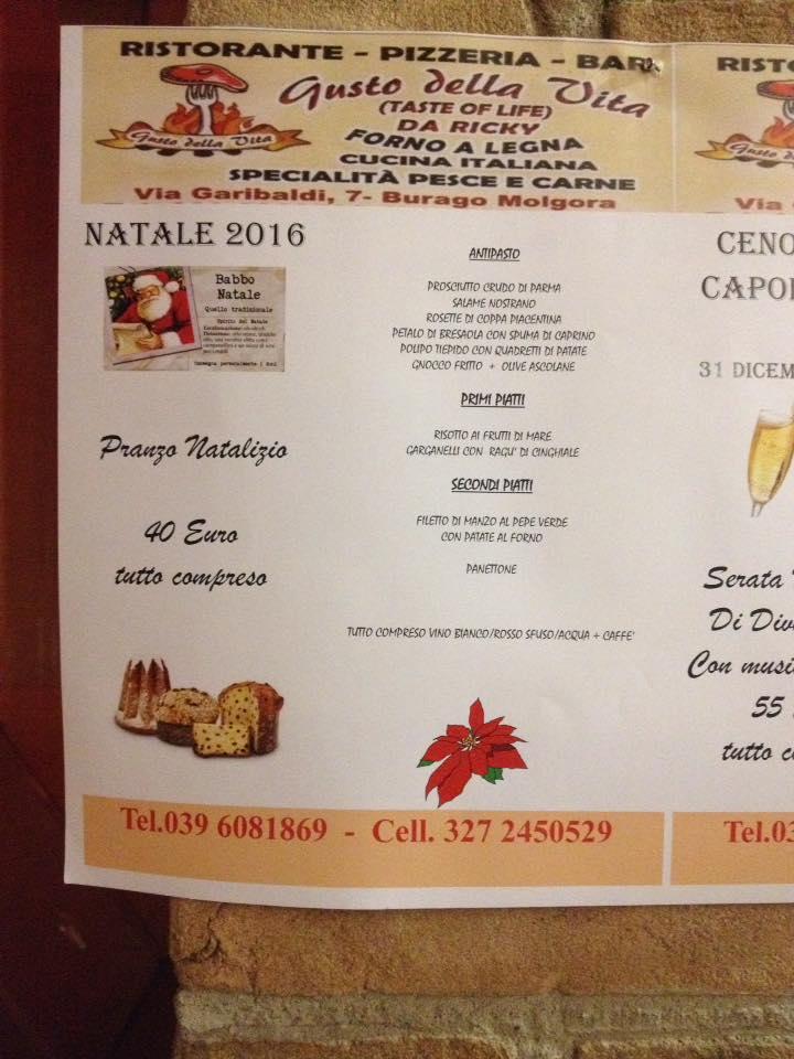 Speisekarte von Ristorante Pizzeria Gusto della Vita, Burago di Molgora