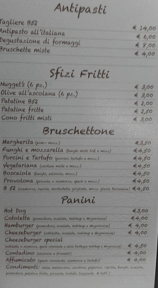 Menu di Bar.DiscoPub. B52 