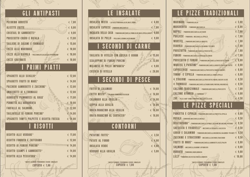 Menu di Lilly e Vagabondo 