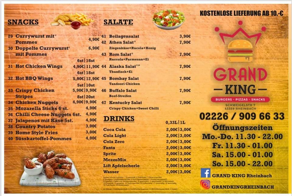 GRAND KING Rheinbach menü