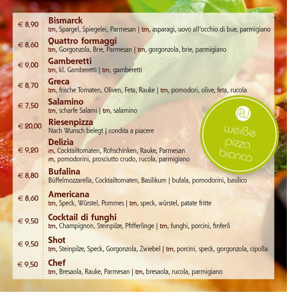 Menu di PIWI pizza & wings express 