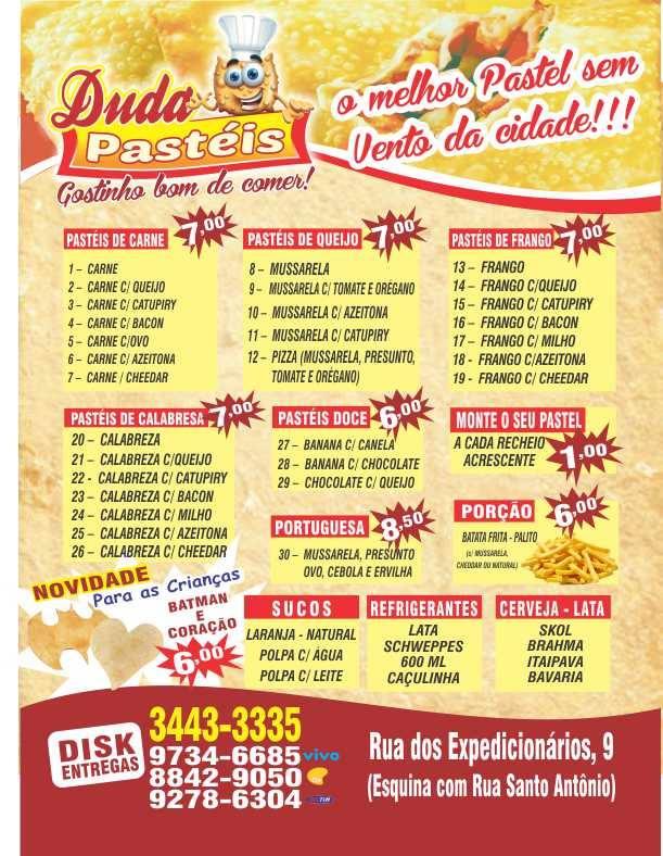 Duda Pasteis cardápio