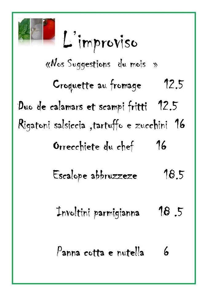 L'Improviso Speisekarte