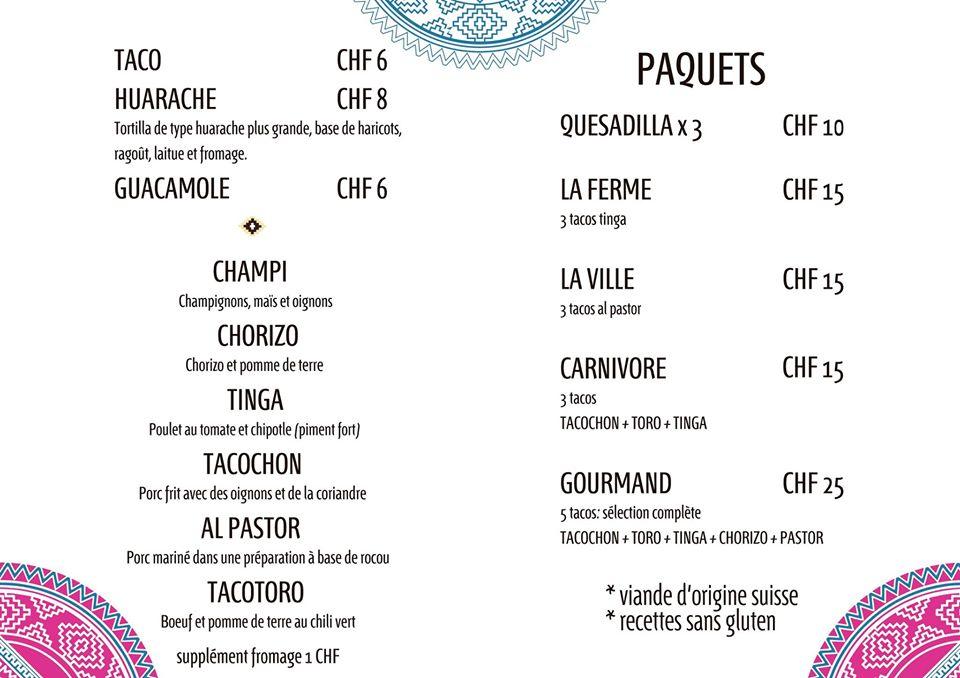 Menu di Maisique Geneva 