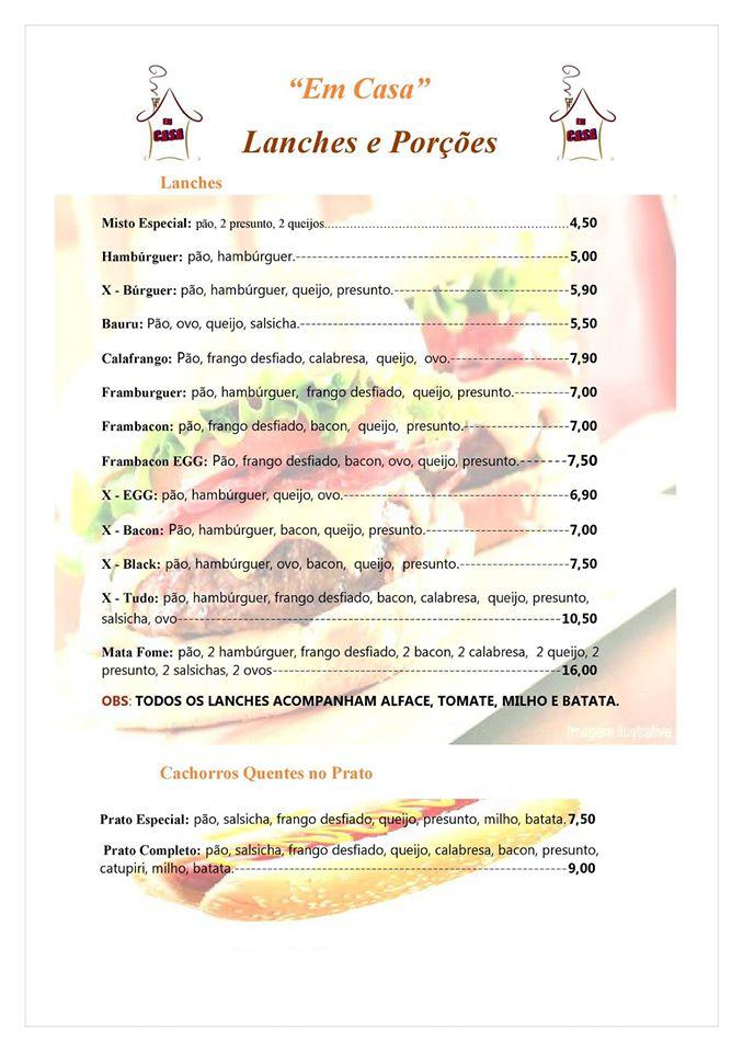 Point Sandubas Montes Claros MG cardápio