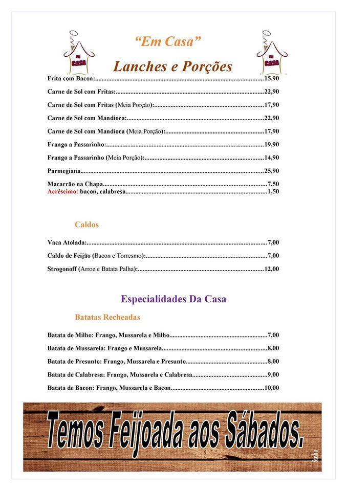 Point Sandubas Montes Claros MG cardápio