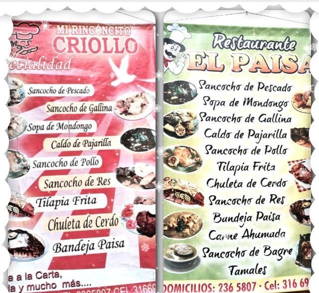 Restaurant Mi Rinconcito Criollo menu
