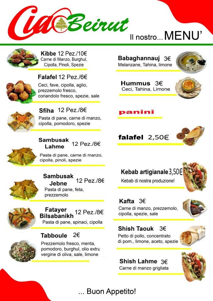 Menu di Ciao Beirut 
