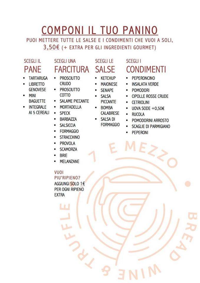 Menu di Sette e Mezzo 