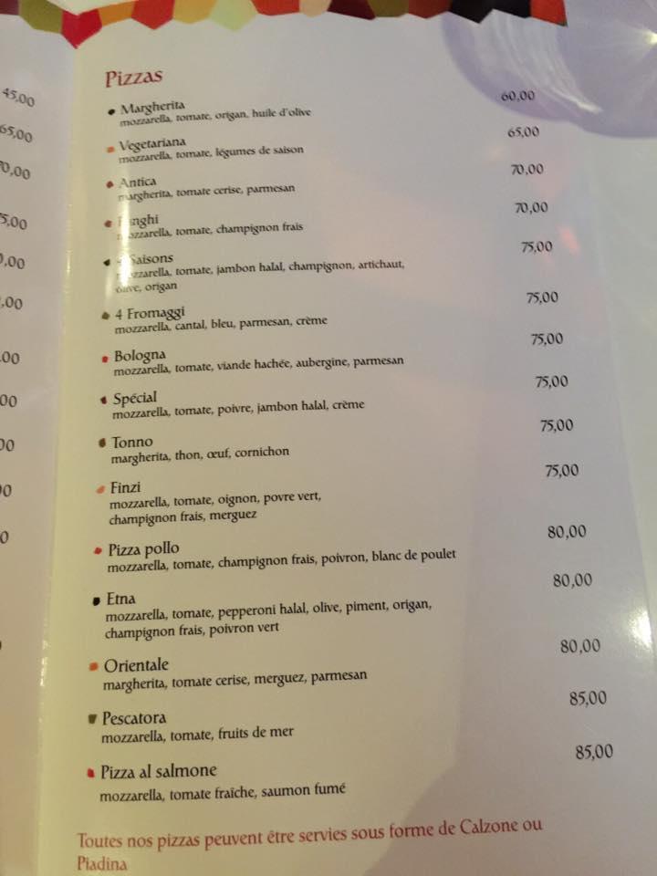 Menu de Finzi Hay Riad